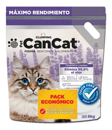 Piedra Sanitaria Aglomerante Bentonita Cancat Lavanda 24kgs