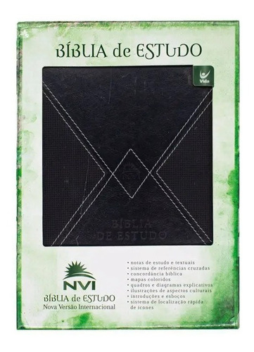 Bíblia De Estudo Nvi Capa Luxo Cinza Preto
