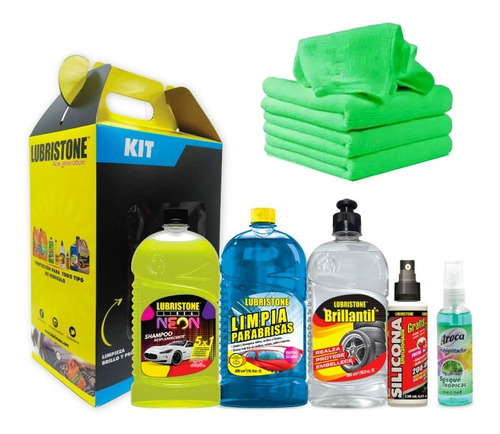 Kit Limpieza Automotriz Shampoo Silicona Aroma + 4 Paños