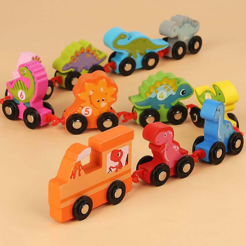 Juego De Tren De Madera Accesorios De Pista De Dinosaurio