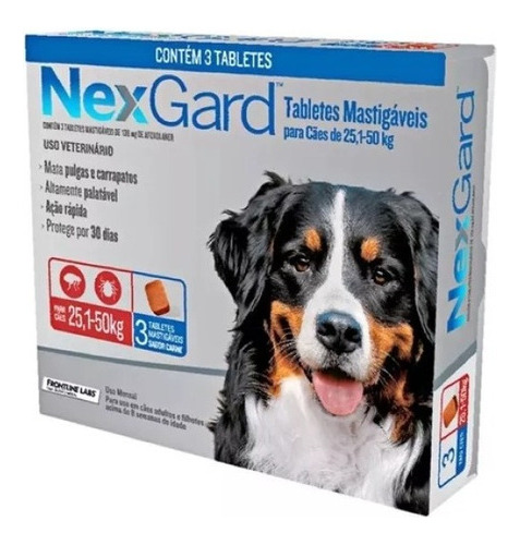 Nexgard Antipulgas Carrapatos Para Cães De 25,1/50 Kg 3 Cmp