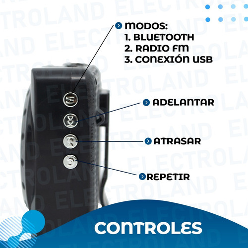 Imagen 4 de 10 de Parlante Bluetooth Portátil Radio Sd Megáfono 5w