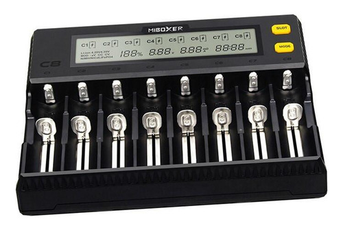 Carregador De Pilhas E Baterias 8 Slots Miboxer C8