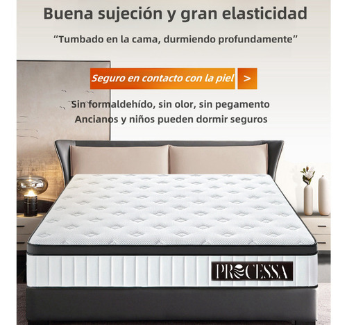 Colchon Queen Size Bio Cotton Spring Hybrid Mattress Blanco