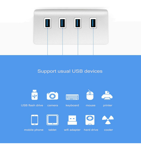 Usb 3.0 Hub Extensor Usb Compacto De 4 Puertos Para