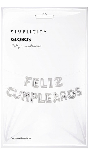 Globos Feliz Cumpleaños Simplicity Metalizados