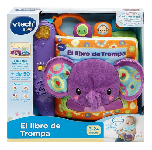 Libro De Trompa Elefante Didáctico Tela C Luz Sonido Vtech 