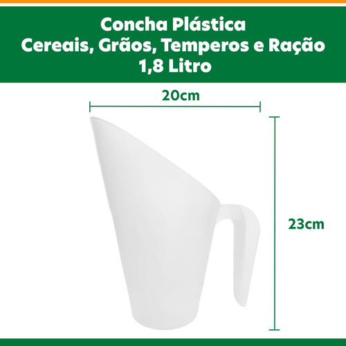 Concha Plástica P/ Cereais, Grãos, Temperos, Ração 1,8 Litro