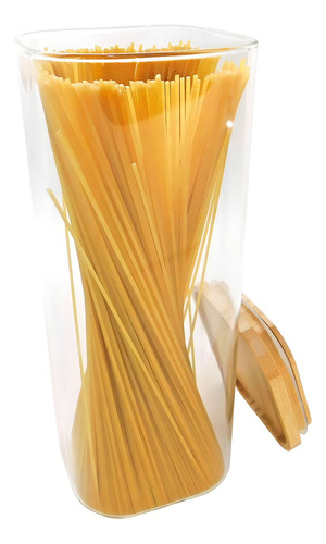 Recipiente Con Tapa Hermética De Bambú 1.9 L Color Transparente