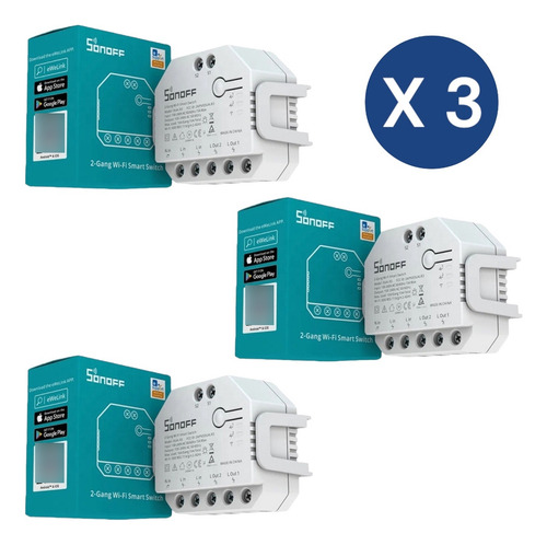 Sonoff Dual Domotica Control Rele Wifi Automatizacion Kit X3