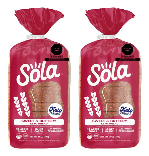 Pan Keto 2 Pack, Sabor A Mantequilla, Lowcarb De Sola