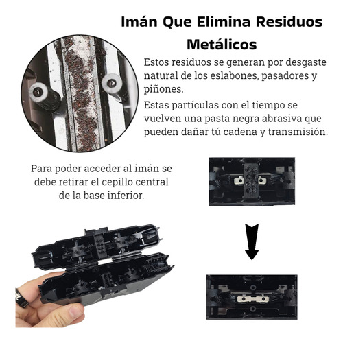 Kit Cepillo Con Imán Limpiar Y Engrasar Cadena Mtb Ciclismo Negro