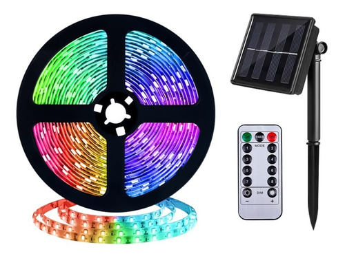 Tira De Luces Led Con Rgb Alimentación Solar 5mts 