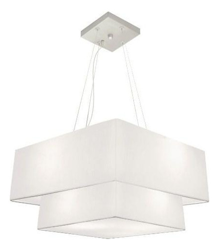 Lustre Pendente Duplo Quadrado Vivare Md-4066 Cúpula em Tecido 50x35cm Branco - Bivolt