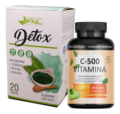 Detox Adelgazante Elimina Grasas + Vitamina C Pack 