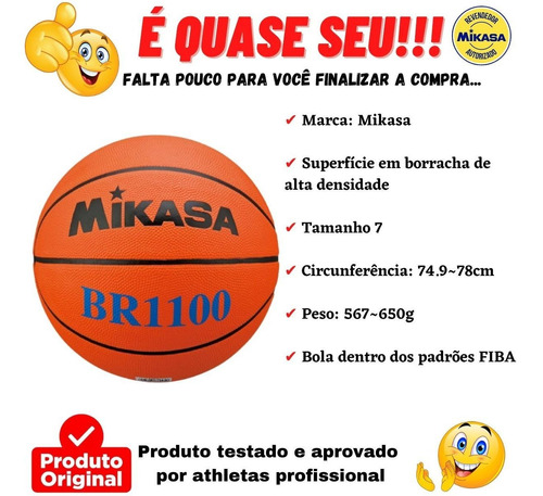 Imagem 4 de 4 de Bola Basquete Mikasa Br1100 Com Frete