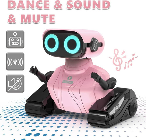 Robot Con Control Remoto Rosa Para Niñas Musica Y Ojos Led 