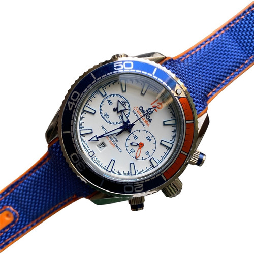 Reloj Omega Seamaster 43mm Azul Blanco Nylon  (Reacondicionado)
