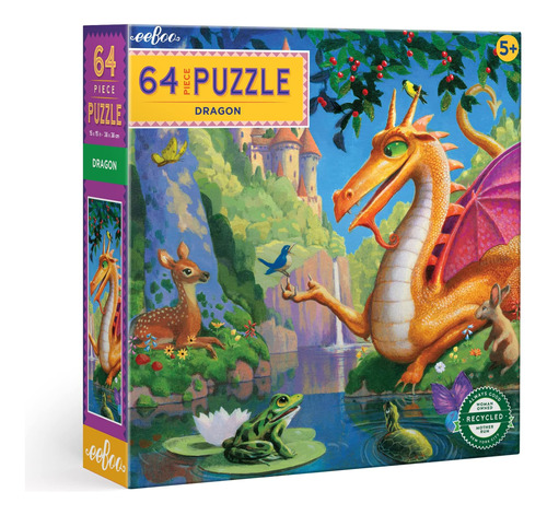 Eeboo: Dragon 64 Piece Puzzle, Proyecto Perfecto Para Manos 
