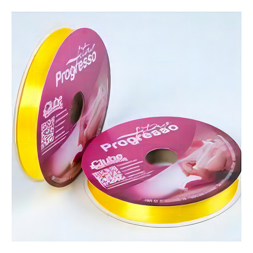 Fita Cetim 50m X 15mm 100% Poliester Face Simples Cor Amarelo