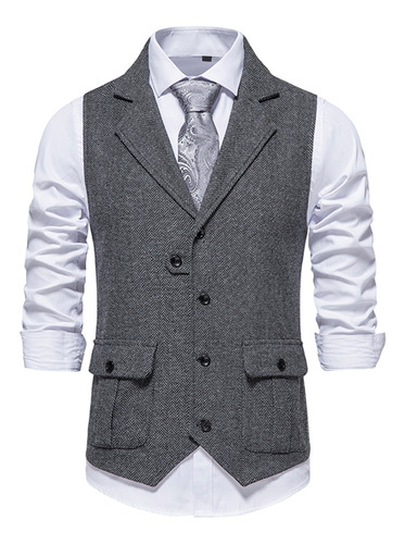 Abrigo Para Hombre Q4, Traje De Tweed En Espiga, Chaleco Vin