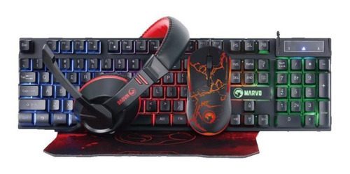 Marvo Combo Gamer 4 En 1 Teclado Mouse Auricular Y Pad Cm409