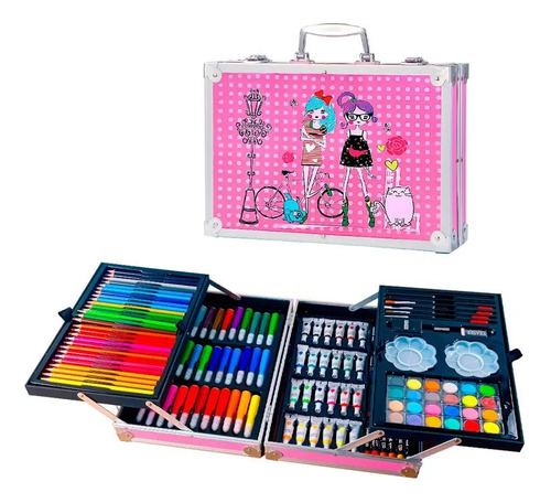 Set Creativo, Kit Dibujo Arte, Maleta Metalica X 145pcs