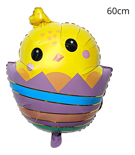 Globo Pollito Huevo De Pascuas Metalizado 60cm Decoración Amarillo Pollito