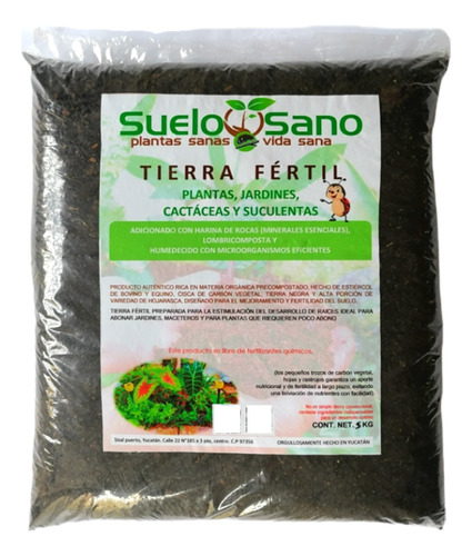 Abono Tierra Fértil, Súper Especial. Suelo Sano. 5 Kilos