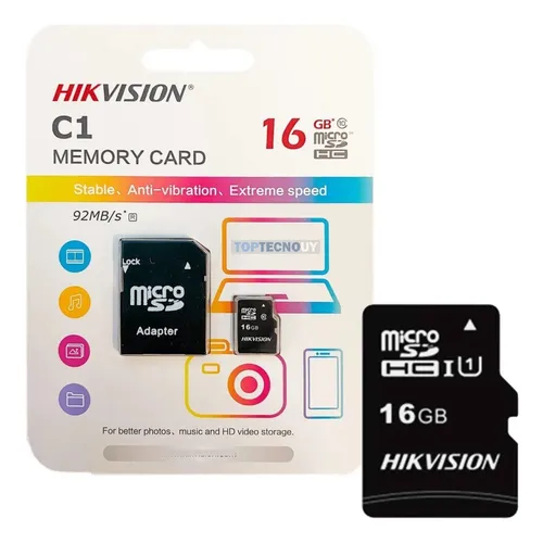 Memoria Micro Sd 16gb Clase 10 C/a Hikvision C1/16g Pc