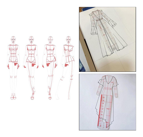 Ilustración De Moda Regla De Dibujo Mujer Plantilla De