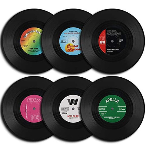 Posavasos Discos De Vinilo 6 piezas De Estilo Retro