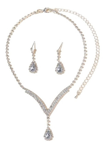  Elegante Set Collar Y Aretes De Diamantes 