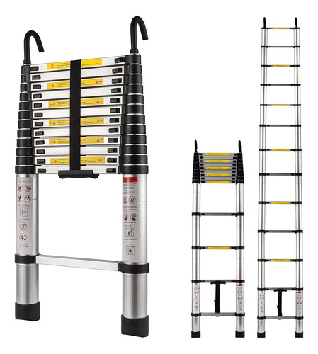 Escalera Telescópica De Aluminio Capacidad De 330 Libras