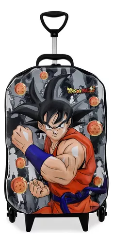 Mochila de Rodinhas Infantil Menino Dragon Ball Super Goku - Preto