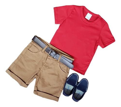 Conjunto Verão Camiseta Vermelha Malwee Infantil menino