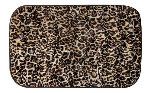Tapete Decorativo Leopardo Chita Antiderrapante Vianney Color Marrón Diseño de la tela Animal print