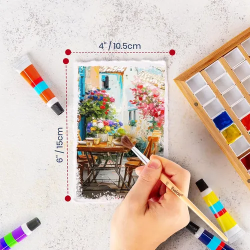 60 Hojas De Papel Acuarela A6 300 GSM Hecho A Mano – Textura Unique, Borde Irregular, Para Pintura, Invitaciones O Manualidades