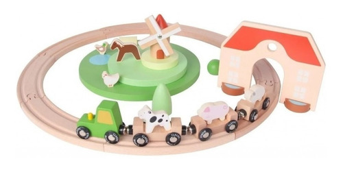 Set Tren Con Accesorios De Madera 25 Piezas Classic World