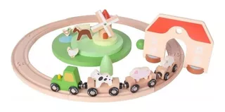 Set Tren Con Accesorios De Madera 25 Piezas Classic World