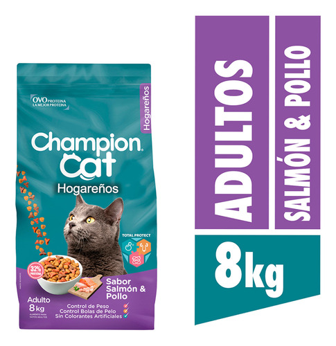 Alimento Champion Cat Hogareño Salmón Y Pollo 8kg | Mdr