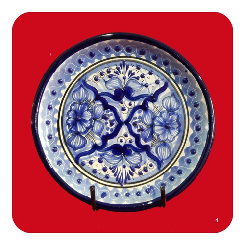 Imagen 6 de 10 de Plato Azul 20 Cm Talavera Poblana Diseño Especial Lujo Plt
