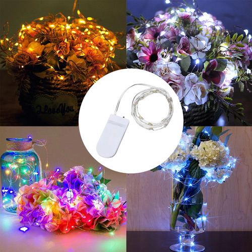 Lámpara De Alambre De Cobre Con Botón De Luz Nocturna, Flore