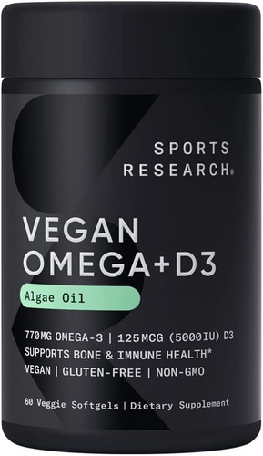 Sports Research Omega 3 Vegano Aceite Alga + D3 X 60 Cáps