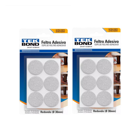 Feltro Adesivo Cadeira Sofá Redondo 30mm C24 Unidade Tekbond