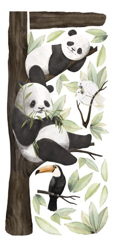 Vinilo Adhesivo Decorativo Pared Set De Osos Panda 1,5mts