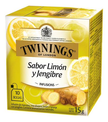 Te Twinings Limón Y Jengibre Caja X 10 Saquitos De 1,5 Gr