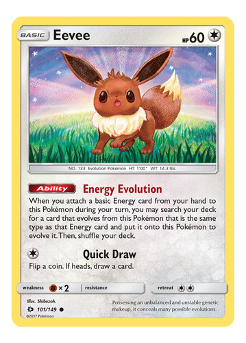 Cartas Pokemon Sun & Moon Eevee 101/149 Reverse