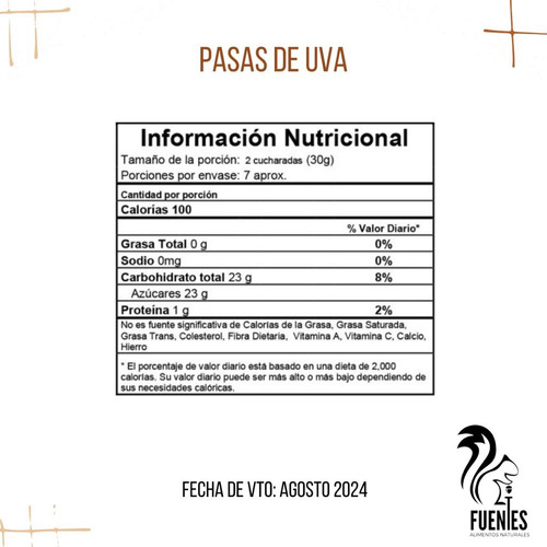 | Fuentess | Pasas De Uva Flame Por 100 Grs.