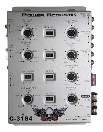 Crossover Eletrônico 3 Vias Power Acoustik C-3184 6 In 6 Out